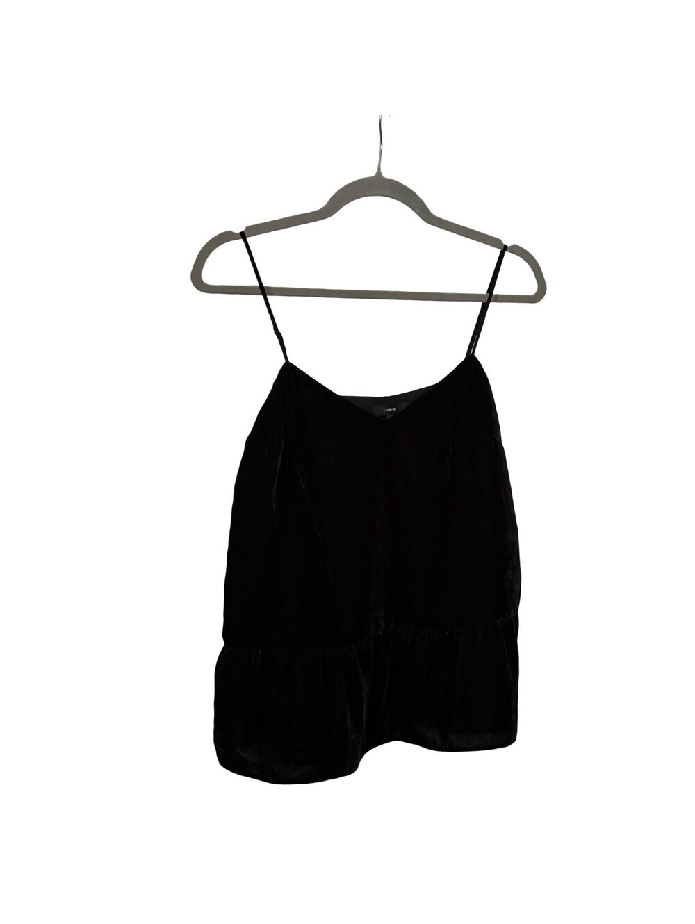 J. Crew Size 8 Cami Black Velvet Ruffled Hem Tank Top Adjustable Straps Classic